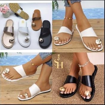 Metallic Detail Slide Sandals